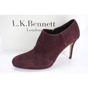 L.K. Bennett Suede Doris Short Platform Ankle Boots Size 40.5 10.5 New $395